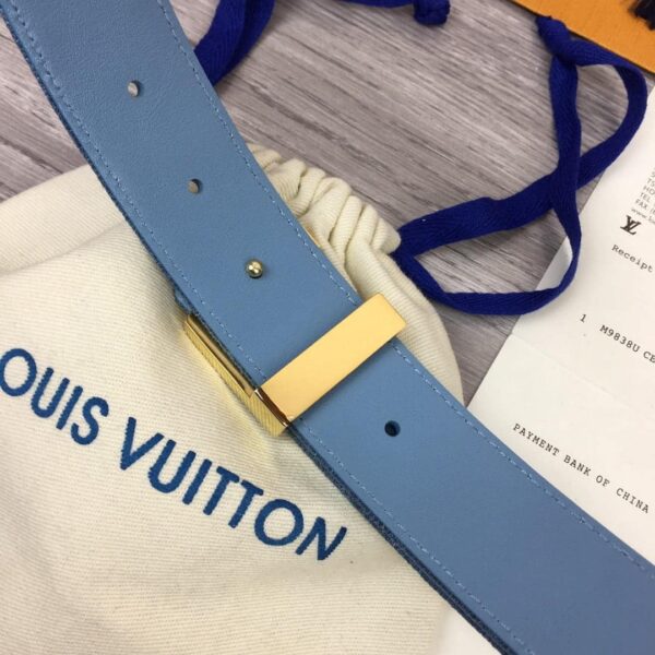 1:1 Replica Louis Vuitton Initiales Reversible Belt Monogram Denim Gold Toned Hardware LV Women Belt