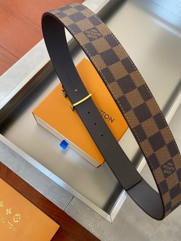 1:1 Replica Louis Vuitton Initiales Reversible LV Belt Damier Ebene Canvas with Black Toned Hardware LV Women Belt