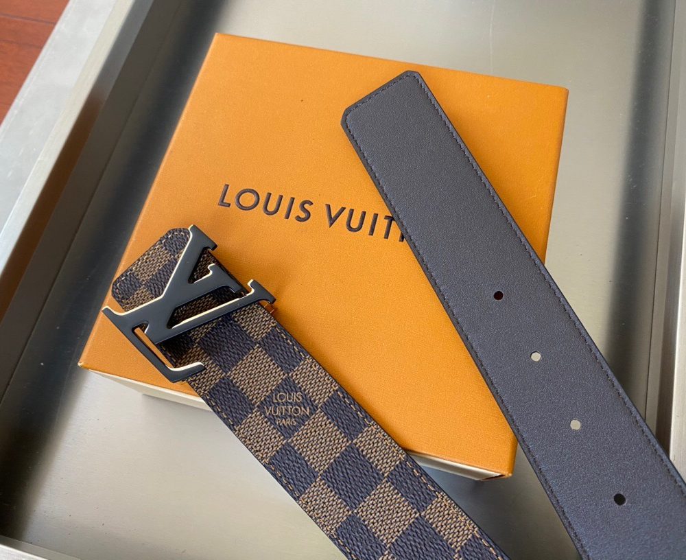 1:1 Replica Louis Vuitton Initiales Reversible LV Belt Damier Ebene Canvas with Black Toned Hardware LV Women Belt