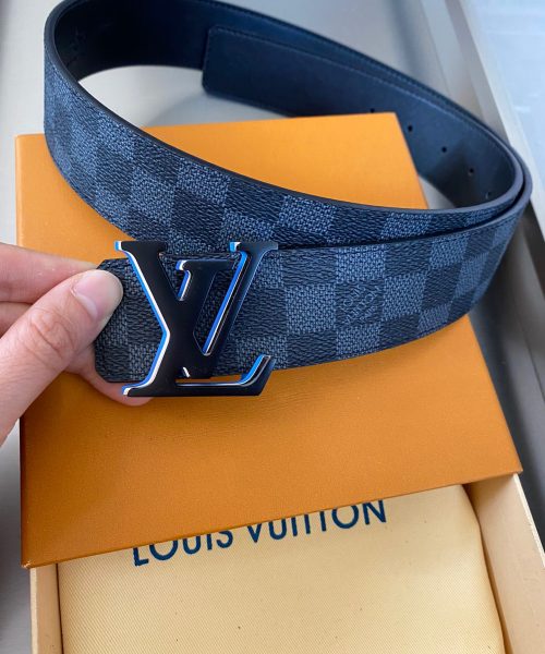1:1 Replica Louis Vuitton Initiales Reversible LV Belt Damier Graphite with Black Toned Hardware LV Women Belt