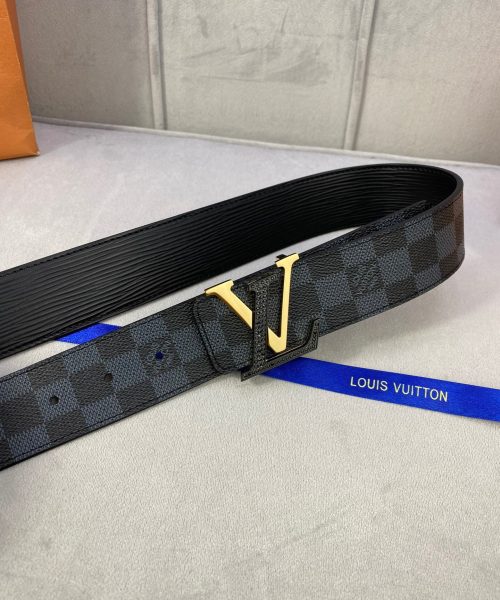 1:1 Replica Louis Vuitton Initiales Reversible LV Belt Damier Graphite with Black/Gold Toned Hardware LV Women Belt