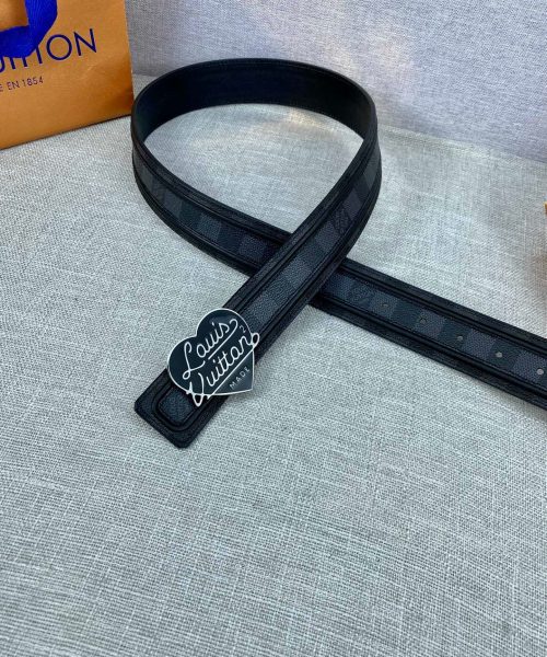 1:1 Replica Louis Vuitton Initiales Reversible LV Belt Damier Graphite with Silver Toned Hardware LV Women Belt