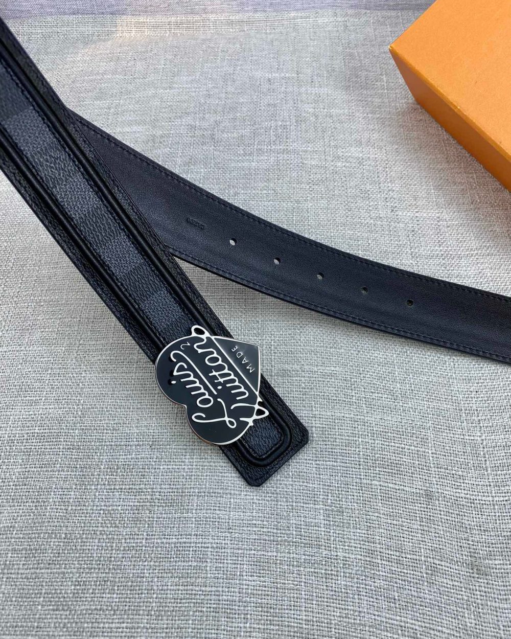 1:1 Replica Louis Vuitton Initiales Reversible LV Belt Damier Graphite with Silver Toned Hardware LV Women Belt