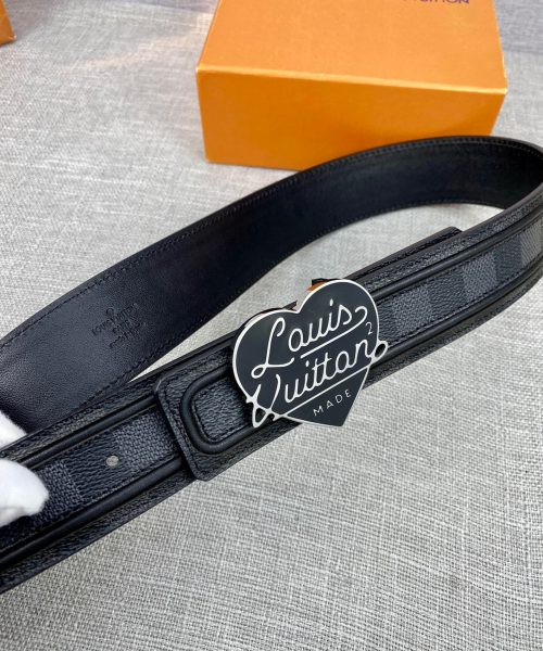 1:1 Replica Louis Vuitton Initiales Reversible LV Belt Damier Graphite with Silver Toned Hardware LV Women Belt