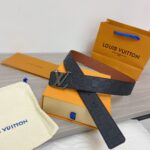 1:1 Replica Louis Vuitton Initiales Reversible LV Belt in Damier Embossed with Silver Hardware LV Women Belt LV