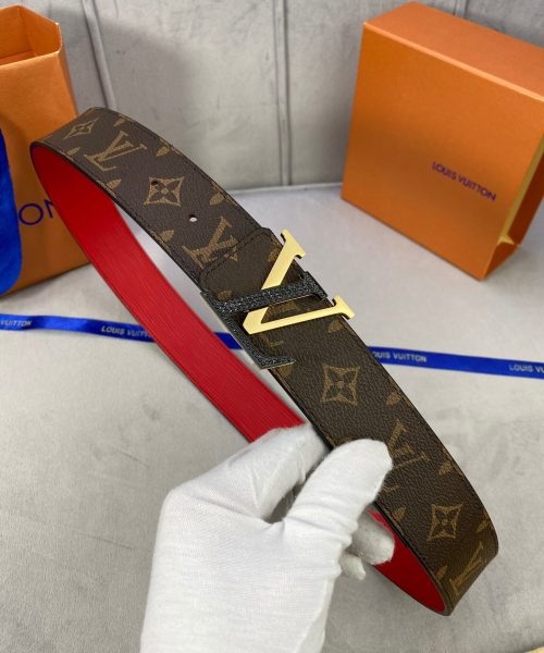 1:1 Replica Louis Vuitton Initiales Reversible LV Belt Monogram Canvas with Black/Gold Toned Hardware LV Women Belt