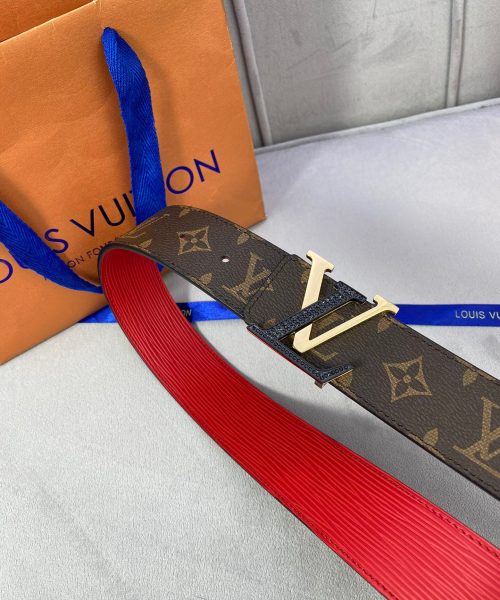 1:1 Replica Louis Vuitton Initiales Reversible LV Belt Monogram Canvas with Black/Gold Toned Hardware LV Women Belt
