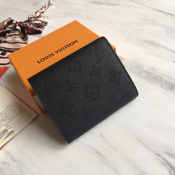 Louis Vuitton Iris Compact Wallet Mahina Black For Women, Women's Wallet 4.7in/12cm LV M62540
