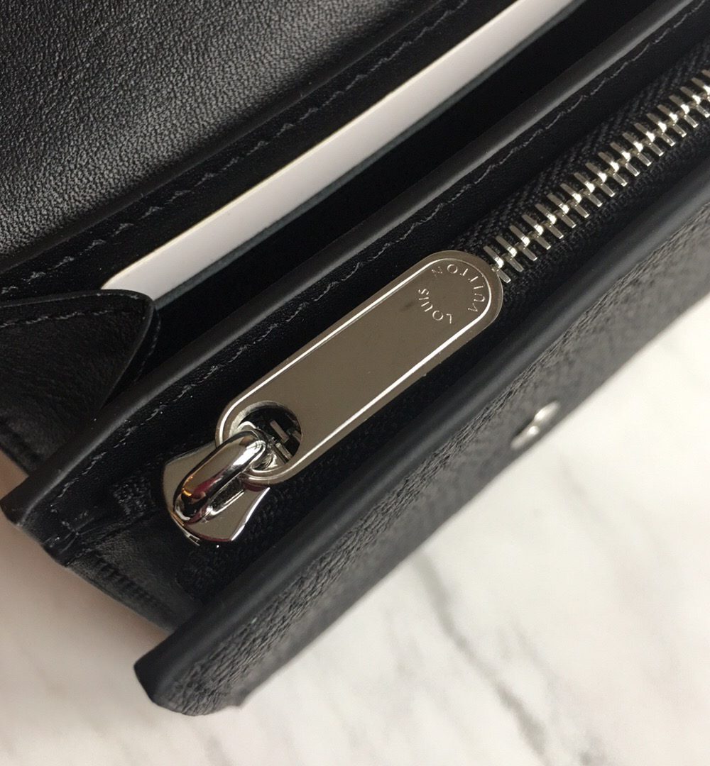 1:1 Replica Louis Vuitton Iris Compact Wallet Mahina Black For Women, Women's Wallet 4.7in/12cm LV M62540