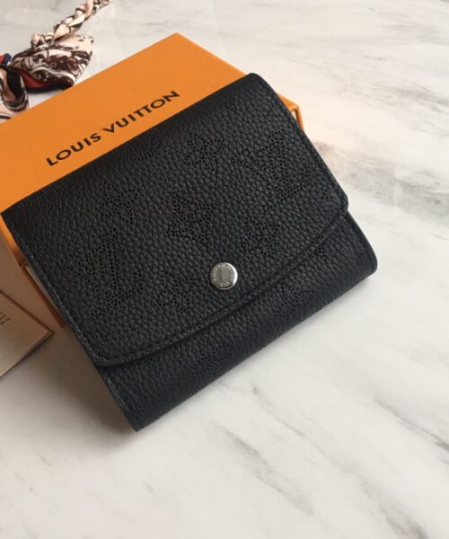 Louis Vuitton Iris Compact Wallet Mahina Black For Women, Women's Wallet 4.7in/12cm LV M62540