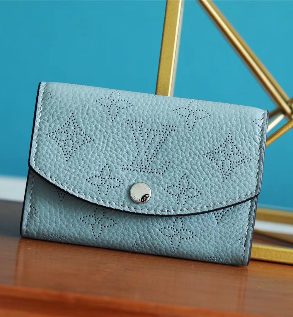 1:1 Replica Louis Vuitton Iris Compact Wallet Mahina Light Blue For Women, Women's Wallets 4.2in/12cm LV