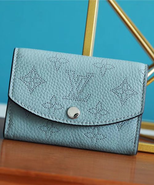 1:1 Replica Louis Vuitton Iris Compact Wallet Mahina Light Blue For Women, Women's Wallets 4.2in/12cm LV