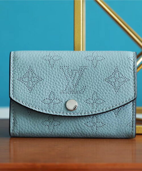 Louis Vuitton Iris Compact Wallet Mahina Light Blue For Women, Women's Wallets 4.2in/12cm LV