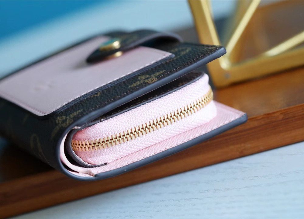 1:1 Replica Louis Vuitton Juliette Wallet Monogram Canvas Rose Ballerine Pink For Women, Women's Wallets 5.1in/13cm LV M80973