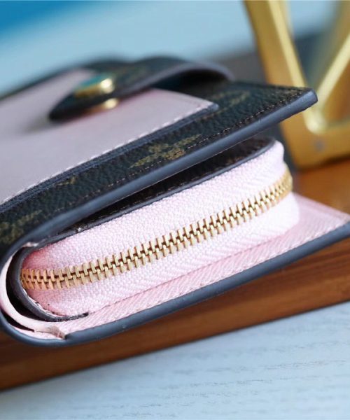 1:1 Replica Louis Vuitton Juliette Wallet Monogram Canvas Rose Ballerine Pink For Women, Women's Wallets 5.1in/13cm LV M80973