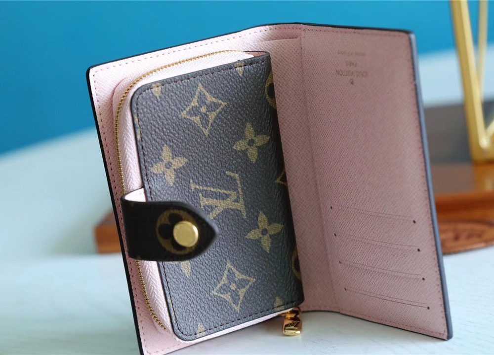 1:1 Replica Louis Vuitton Juliette Wallet Monogram Canvas Rose Ballerine Pink For Women, Women's Wallets 5.1in/13cm LV M80973