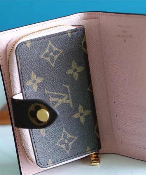 1:1 Replica Louis Vuitton Juliette Wallet Monogram Canvas Rose Ballerine Pink For Women, Women's Wallets 5.1in/13cm LV M80973