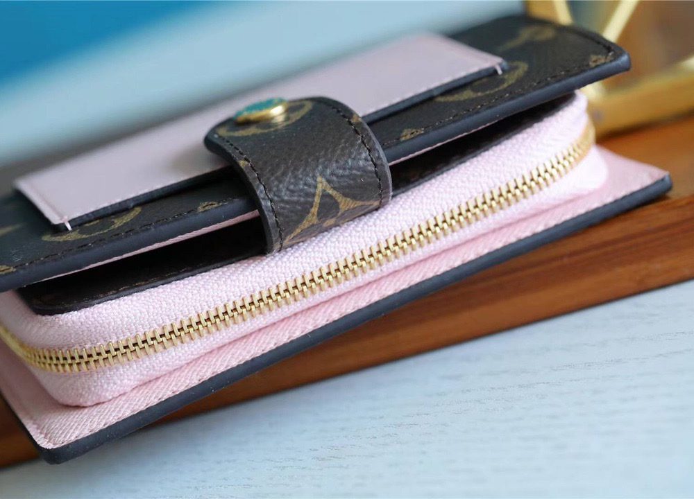 1:1 Replica Louis Vuitton Juliette Wallet Monogram Canvas Rose Ballerine Pink For Women, Women's Wallets 5.1in/13cm LV M80973