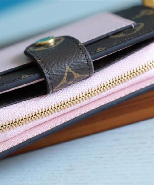 1:1 Replica Louis Vuitton Juliette Wallet Monogram Canvas Rose Ballerine Pink For Women, Women's Wallets 5.1in/13cm LV M80973