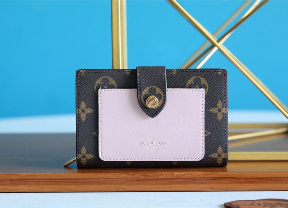 1:1 Replica Louis Vuitton Juliette Wallet Monogram Canvas Rose Ballerine Pink For Women, Women's Wallets 5.1in/13cm LV M80973