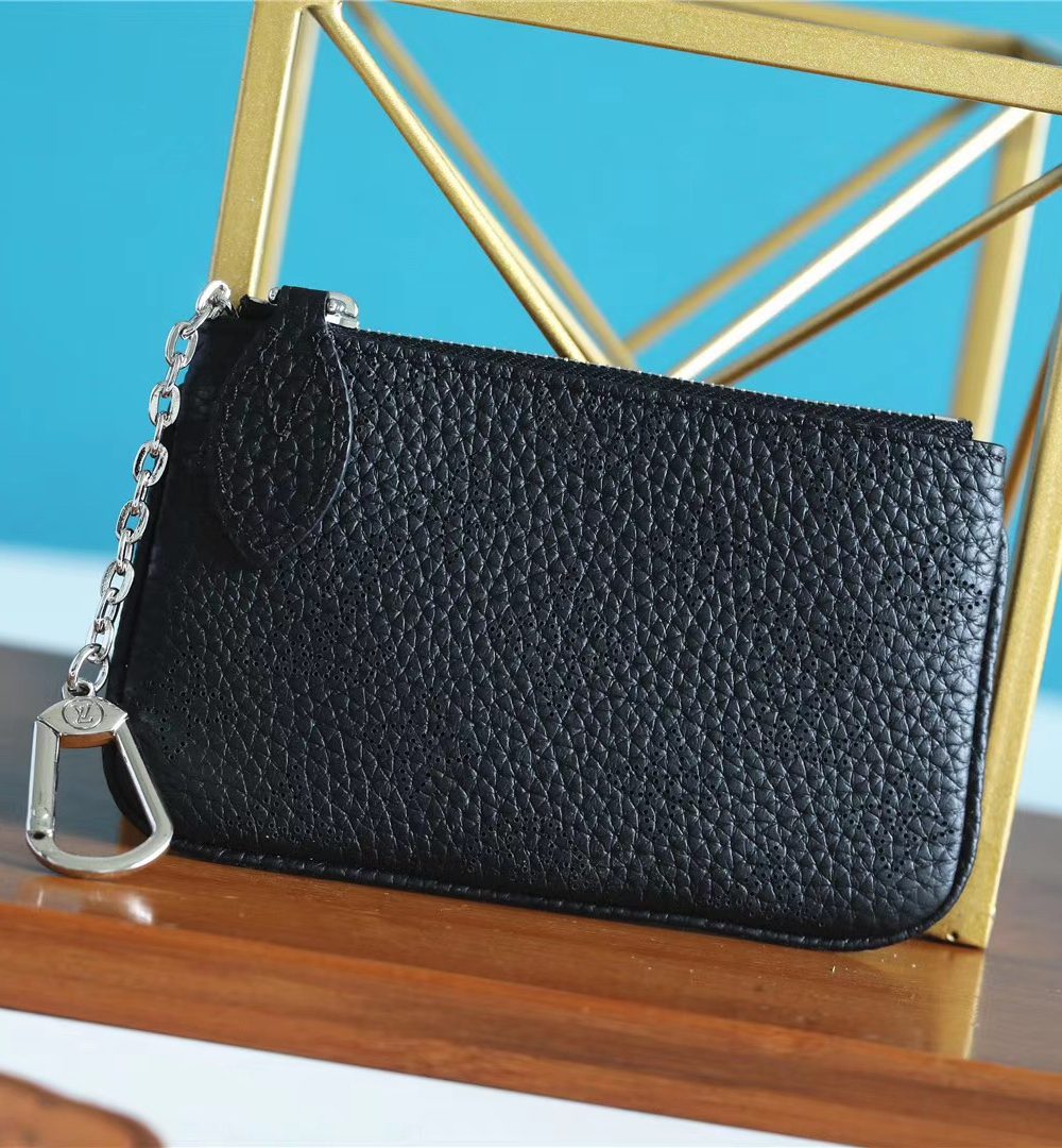1:1 Replica Louis Vuitton Key Pouch Mahina Black For Women, Women's Wallets 5.1in/13cm LV