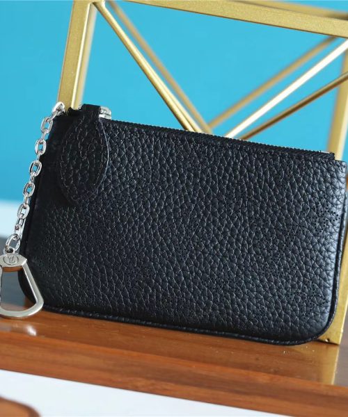 1:1 Replica Louis Vuitton Key Pouch Mahina Black For Women, Women's Wallets 5.1in/13cm LV