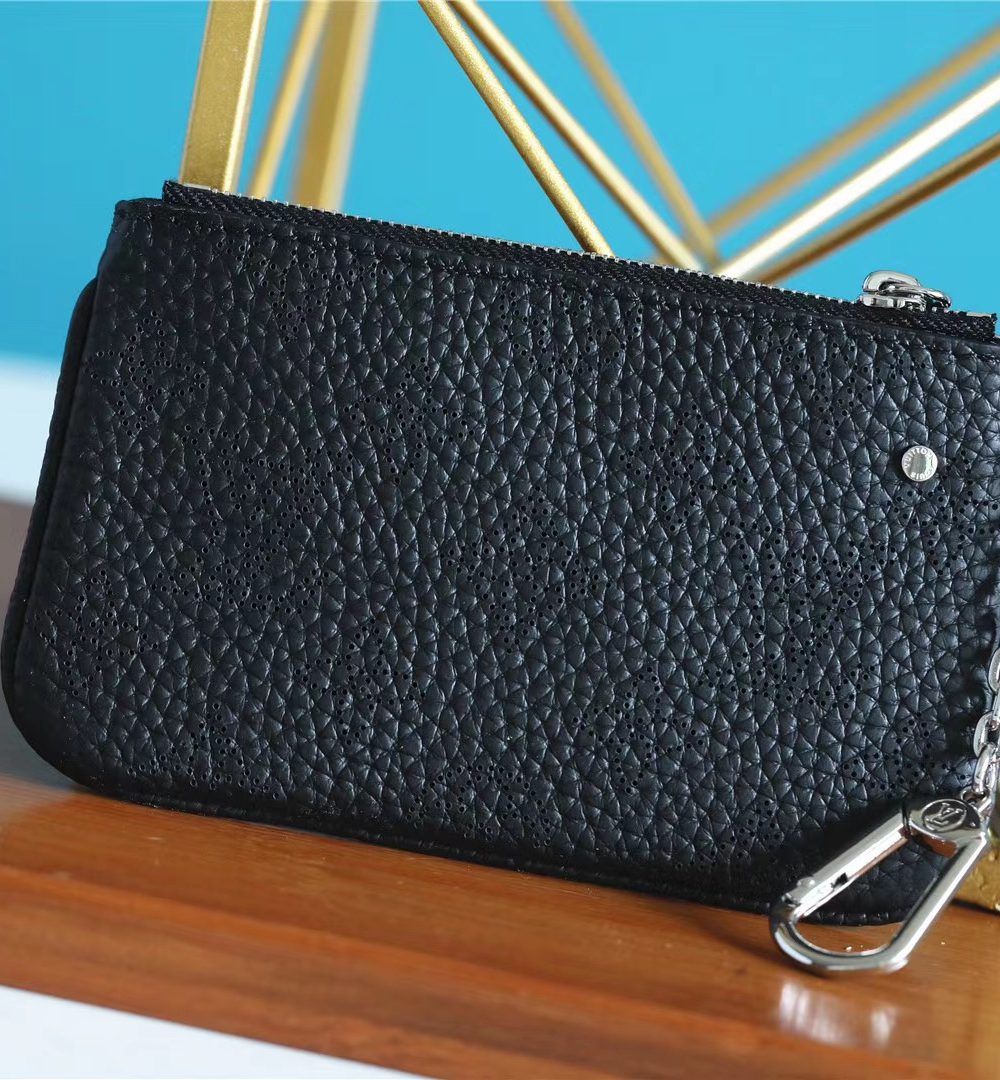 1:1 Replica Louis Vuitton Key Pouch Mahina Black For Women, Women's Wallets 5.1in/13cm LV
