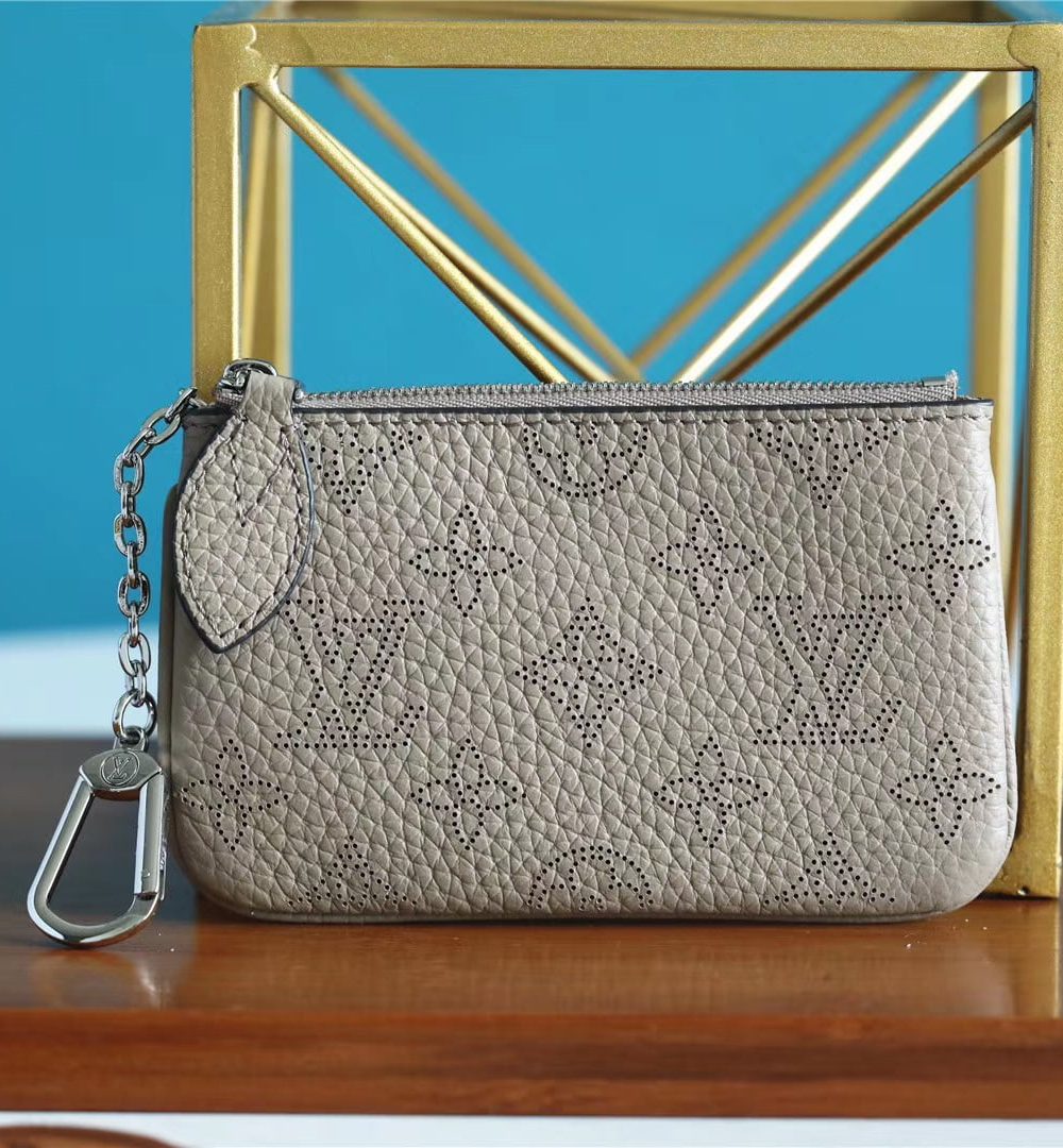 1:1 Replica Louis Vuitton Key Pouch Mahina Grey For Women, Women's Wallets 5.1in/13cm LV