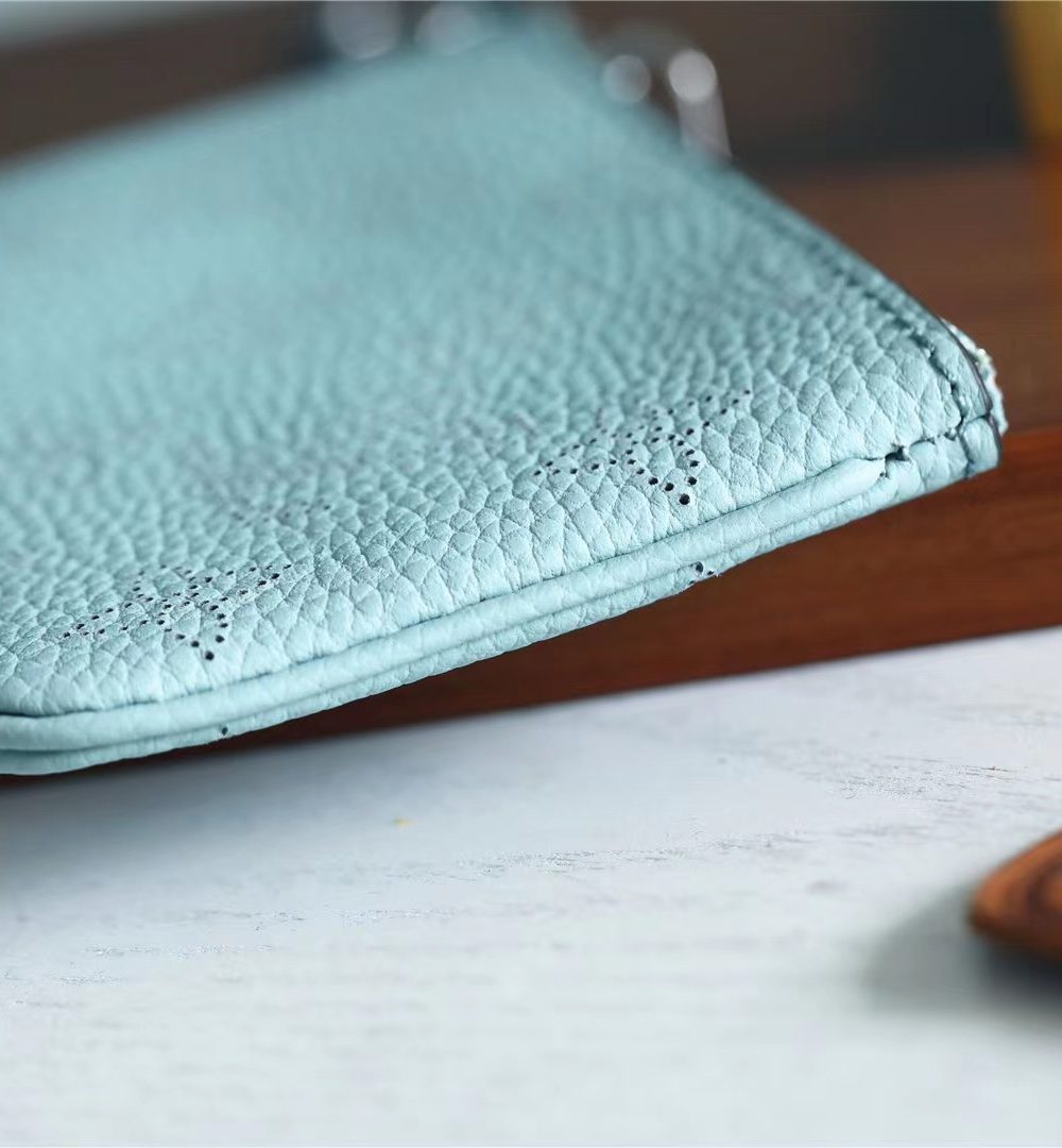 1:1 Replica Louis Vuitton Key Pouch Mahina Light Blue For Women, Women's Wallets 5.1in/13cm LV