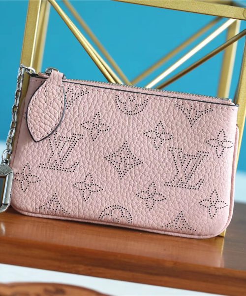 1:1 Replica Louis Vuitton Key Pouch Mahina Magnolia Pink For Women, Women's Wallets 5.1in/13cm LV M69508