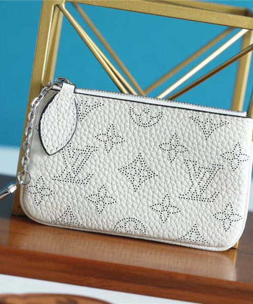 1:1 Replica Louis Vuitton Key Pouch Mahina White For Women, Women's Wallets 5.1in/13cm LV