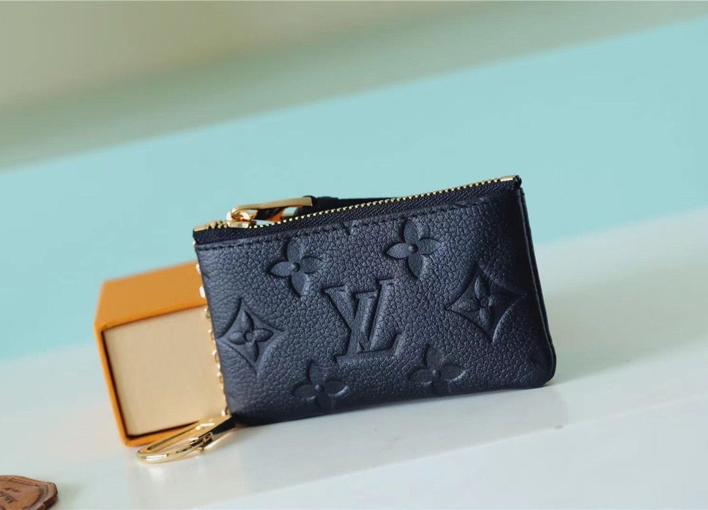 1:1 Replica Louis Vuitton Key Pouch Monogram Empreinte Black For Women, Women's Wallets 4.7in/12cm LV M80879