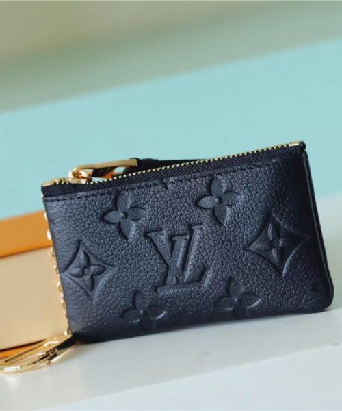 1:1 Replica Louis Vuitton Key Pouch Monogram Empreinte Black For Women, Women's Wallets 4.7in/12cm LV M80879