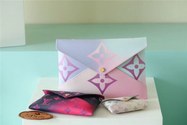 Louis Vuitton Kirigami Pochette Monogram Canvas Sunrise Pastel / Midnight Fuchsia / Sunset Khaki For Women, Women's Wallets 6.1in/15.5cm LV M81271