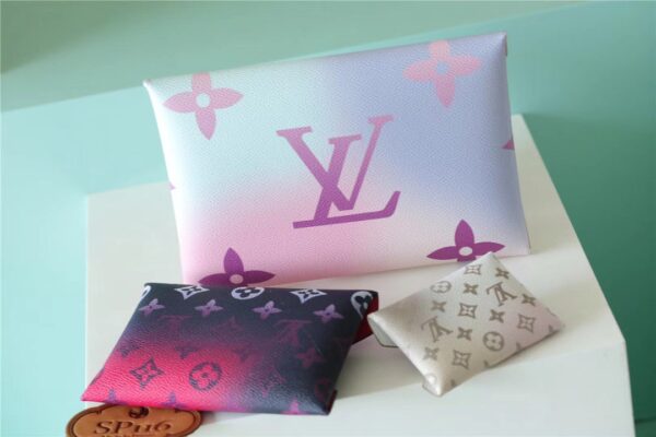 Louis Vuitton Kirigami Pochette Monogram Canvas Sunrise Pastel / Midnight Fuchsia / Sunset Khaki For Women, Women's Wallets 6.1in/15.5cm LV M81271