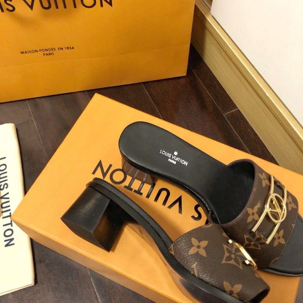 Louis Vuitton Lock It Mule Patent Monogram Canvas Black/Brown For Women LV 1A660F - Image 7