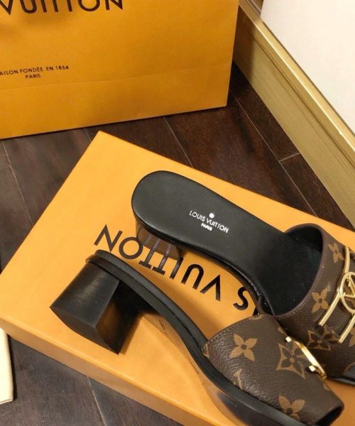 Louis Vuitton Lock It Mule Patent Monogram Canvas Black/Brown For Women LV 1A660F