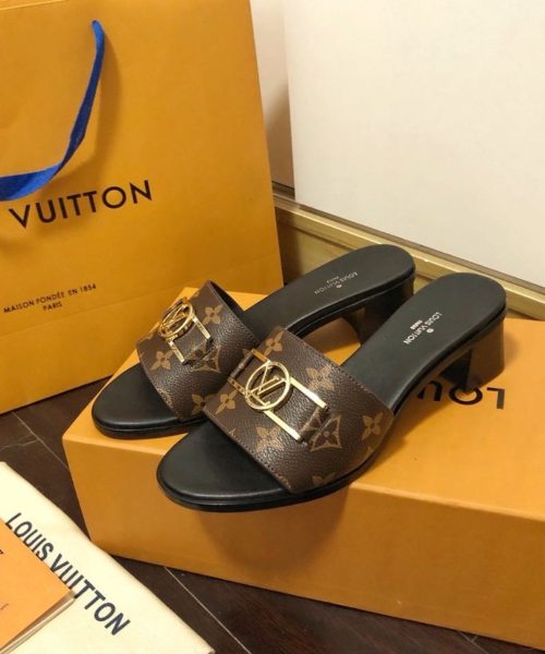 Louis Vuitton Lock It Mule Patent Monogram Canvas Black/Brown For Women LV 1A660F