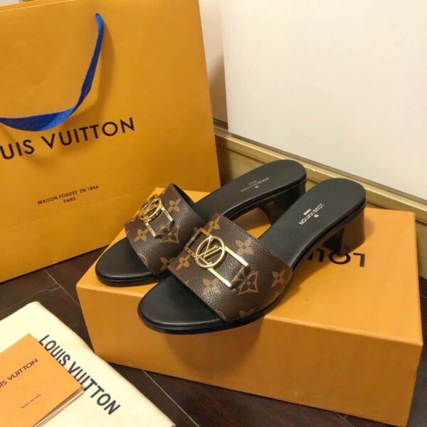 Louis Vuitton Lock It Mule Patent Monogram Canvas Black/Brown For Women LV 1A660F