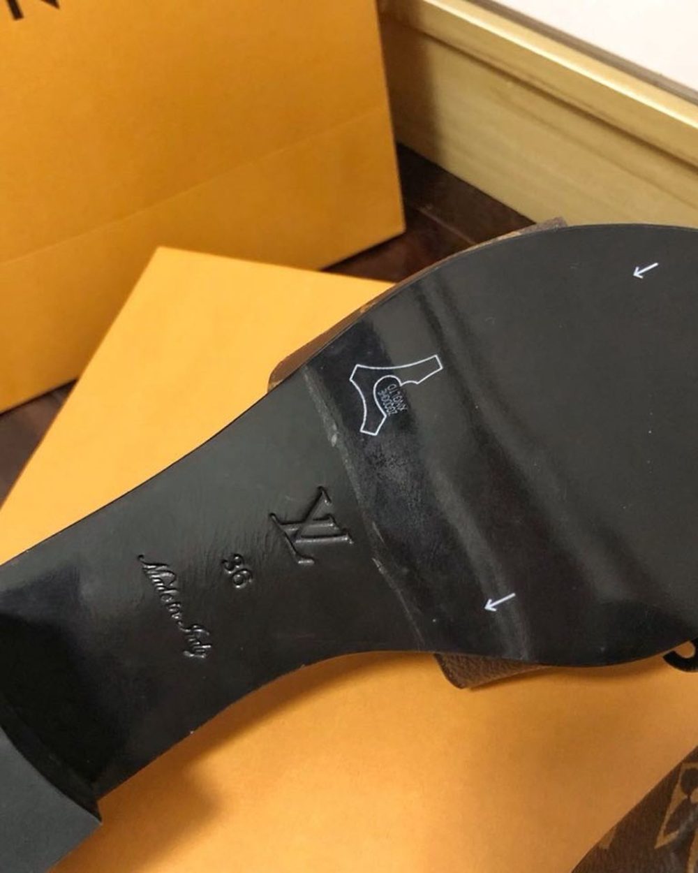 Louis Vuitton Lock It Mule Patent Monogram Canvas Black/Brown For Women LV 1A660F