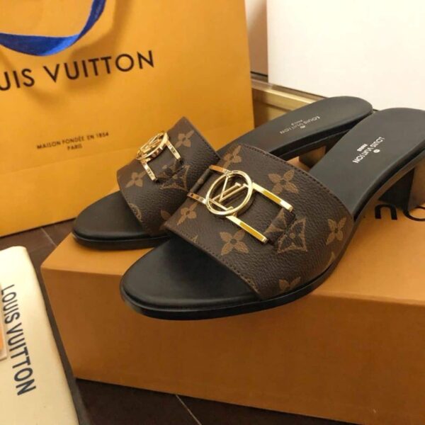 Louis Vuitton Lock It Mule Patent Monogram Canvas Black/Brown For Women LV 1A660F