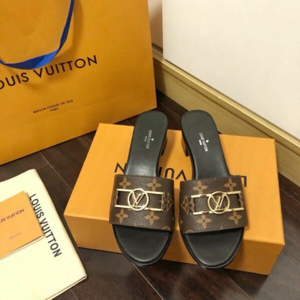 Louis Vuitton Lock It Mule Patent Monogram Canvas Black/Brown For Women LV 1A660F