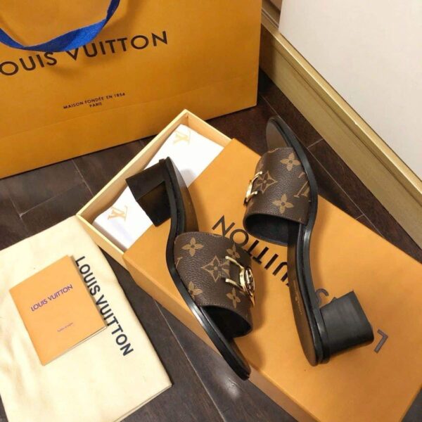 Louis Vuitton Lock It Mule Patent Monogram Canvas Black/Brown For Women LV 1A660F