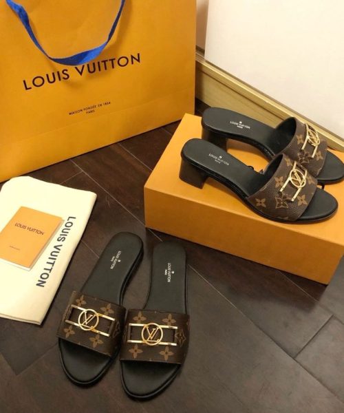 Louis Vuitton Lock It Mule Patent Monogram Canvas Black/Brown For Women LV 1A660F