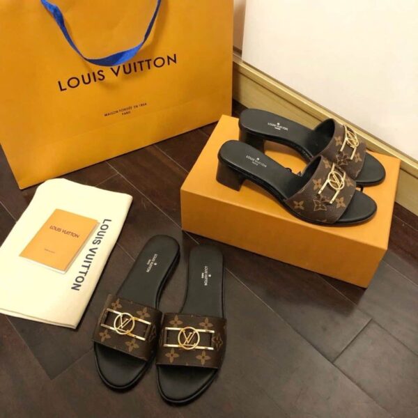 Louis Vuitton Lock It Mule Patent Monogram Canvas Black/Brown For Women LV 1A660F