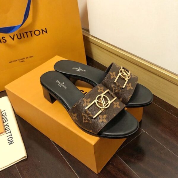 Louis Vuitton Lock It Mule Patent Monogram Canvas Black/Brown For Women LV 1A660F