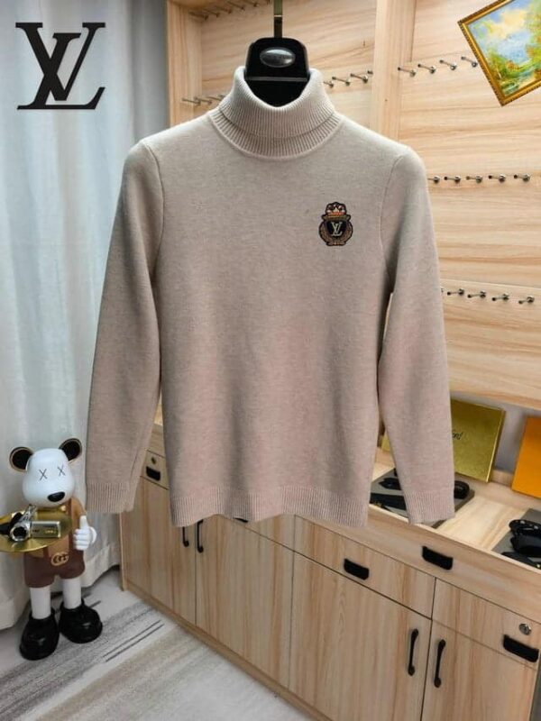 Louis Vuitton Logo Neck Jumper Sweater Beige For Men