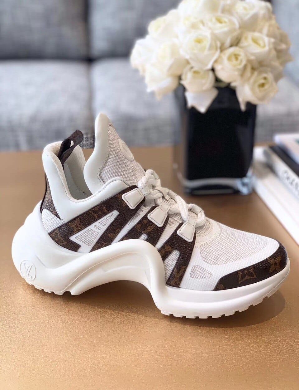 Louis Vuitton LV Archlight Sneaker Patent Monogram Material And Technical Fabrics White For Women LV 1A43L1