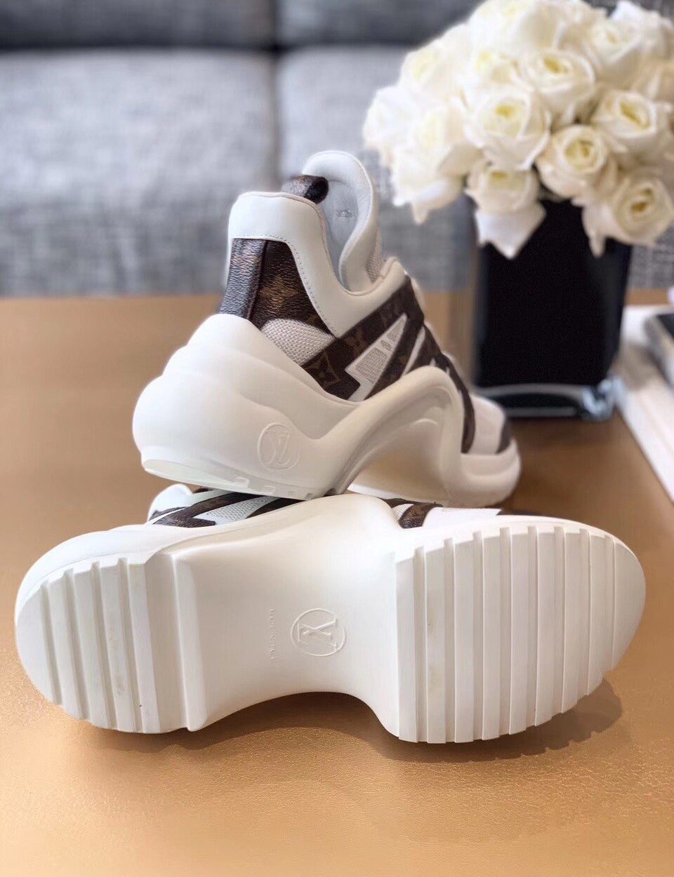 Louis Vuitton LV Archlight Sneaker Patent Monogram Material And Technical Fabrics White For Women LV 1A43L1