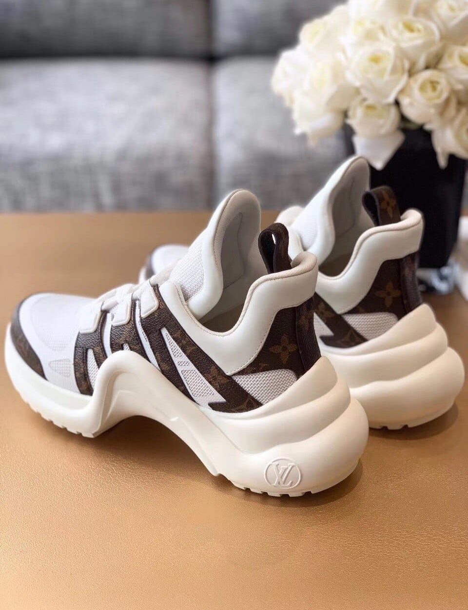 Louis Vuitton LV Archlight Sneaker Patent Monogram Material And Technical Fabrics White For Women LV 1A43L1